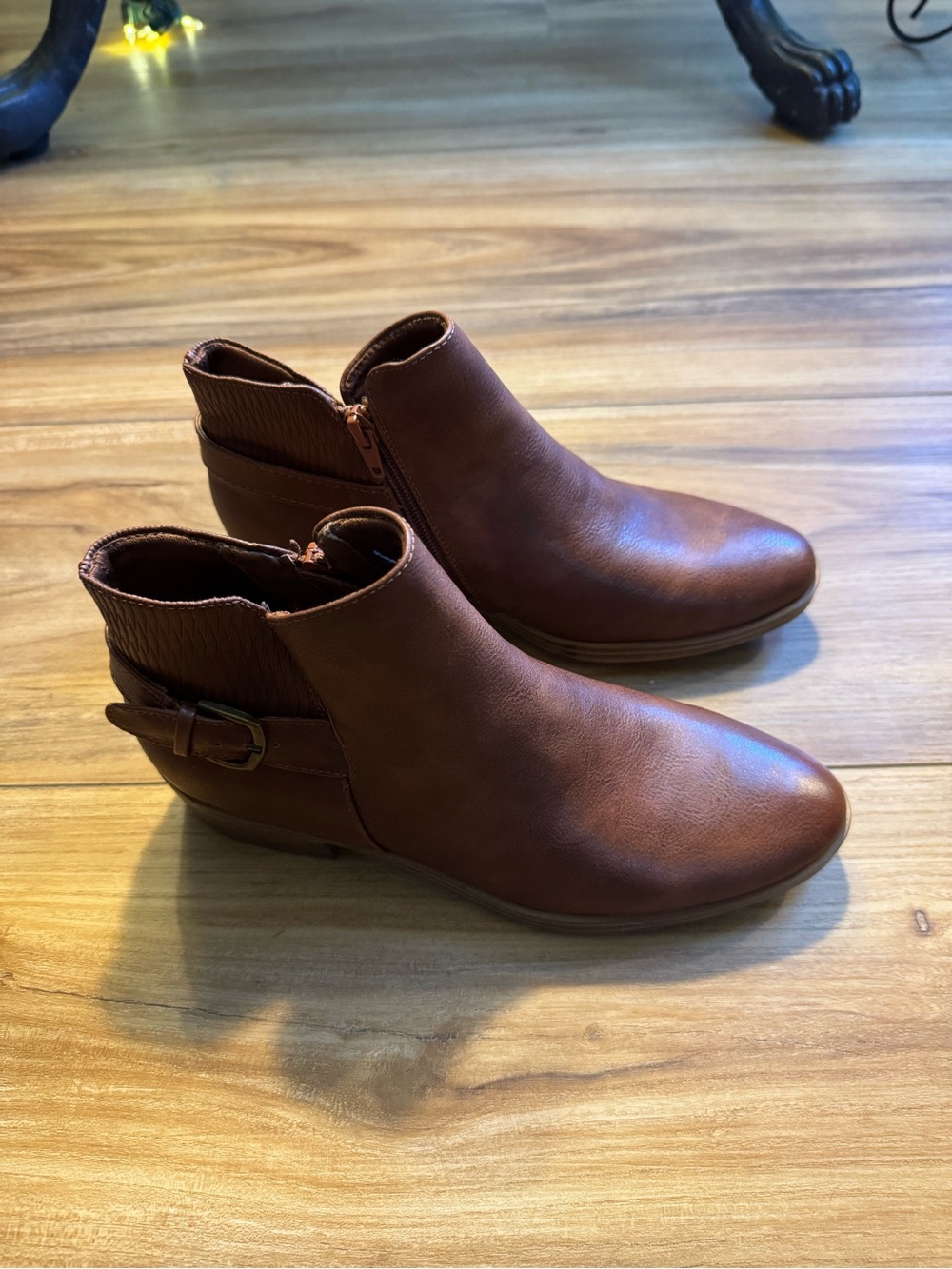 BareTraps Brown Ankle Booties with Side Buckle